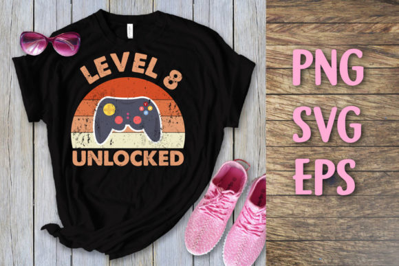 Level 8 Unlocked Vintage Birthday Svg: A Versatile Design for Print on Demand