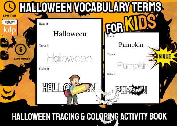 Spooky Halloween Vocabulary Tracing Book