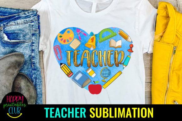Teacher Heart- Teacher Sublimation PNG: A Versatile Design for Educators and Creators